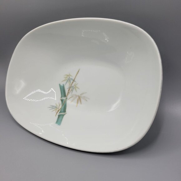 Vtg Noritake Oriental 6341 Oval Serving Bowl White Bamboo Design Japan Porcelain - Picture 6 of 9
